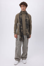 Sciarpa Stampata Jungle TJ - Khaki Melange - Unisex - 100% Cashmere