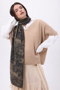 Sciarpa Stampata Jungle TJ - Khaki Melange - Unisex - 100% Cashmere