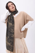 Sciarpa Stampata Jungle TJ - Khaki Melange - Unisex - 100% Cashmere