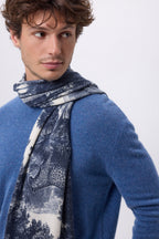 Sciarpa stampata Jungle TJ - Blu navy - Unisex - 100% cashmere