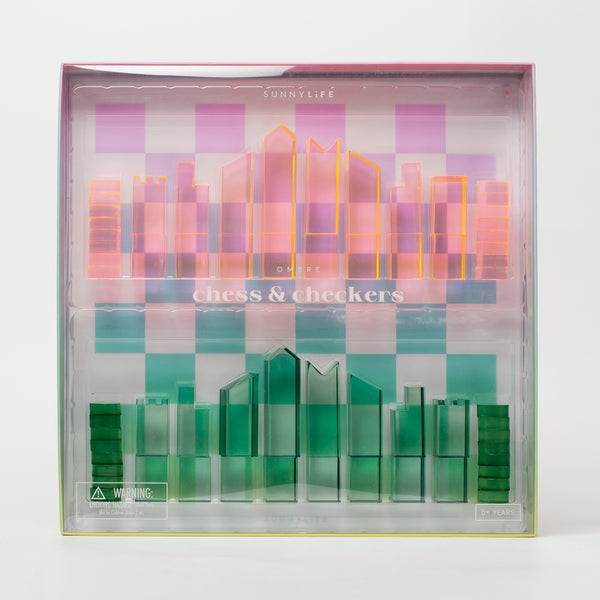 Lucite Chess And Checkers Board