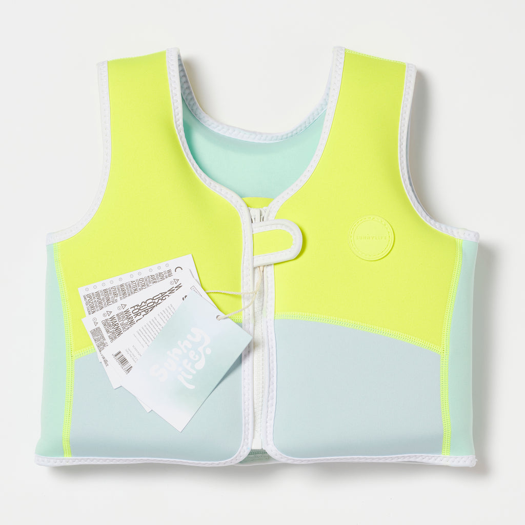 Salty The Shark 2-3 Aqua Neon Yellow Swimming Vest