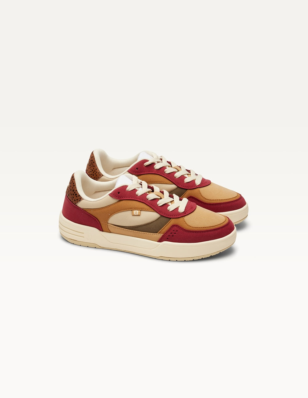 Axelle Low-Top Sneakers - Burgundy Amber Beige - Women's