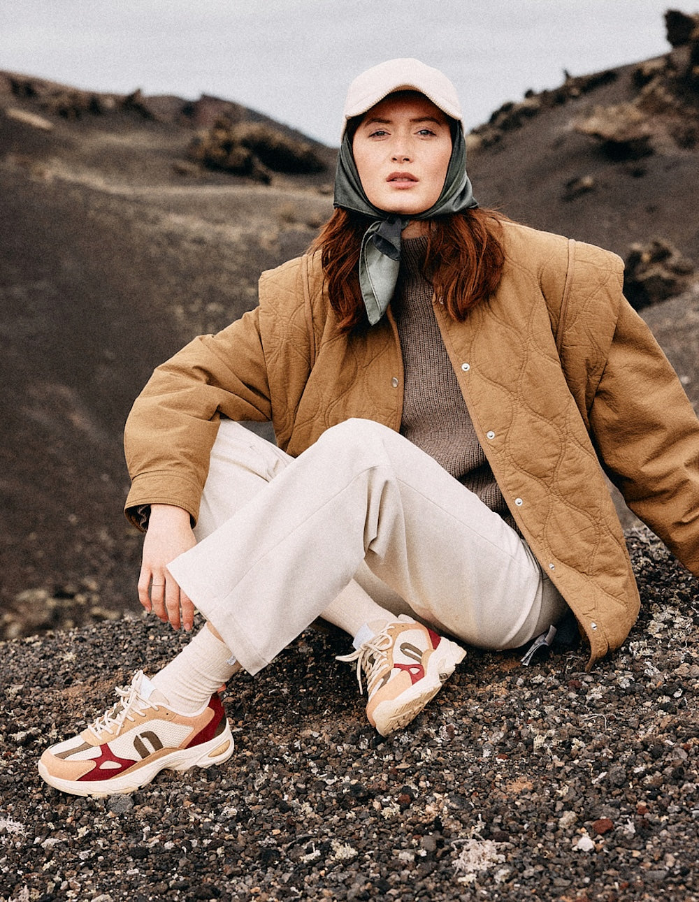 Maé Low Sneakers - Peach Khaki Beige - Women