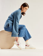 Nora Low-Top Sneakers - White, Burgundy, Light Pink - Women's