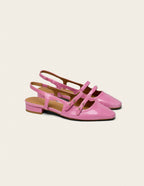 Ballerines Soli - Cuir Verni Plisse Rose - Femme