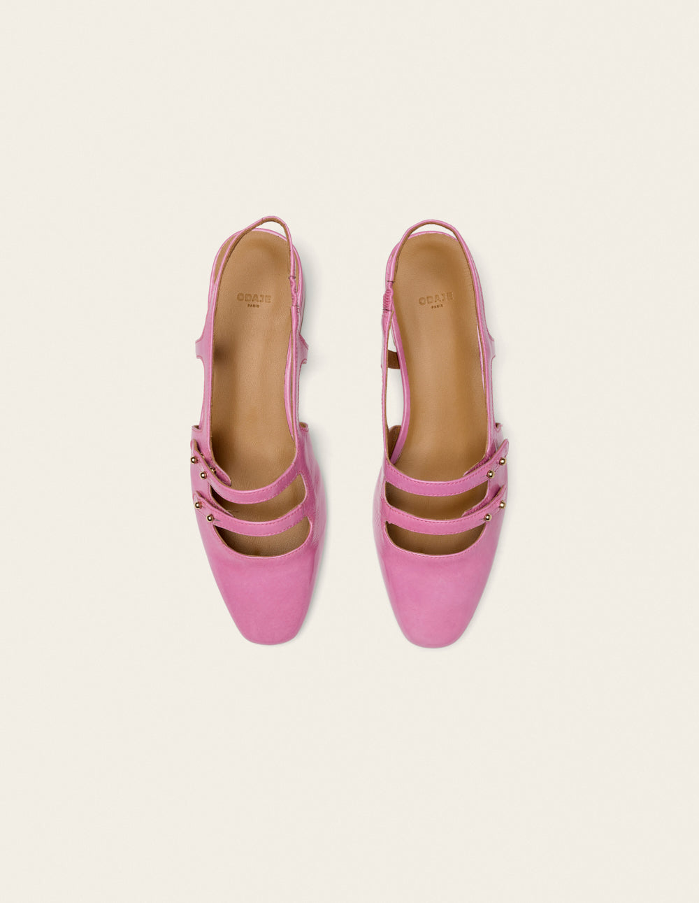 Ballerines Soli - Cuir Verni Plisse Rose - Femme