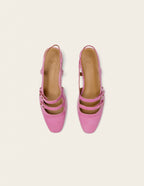 Ballerines Soli - Cuir Verni Plisse Rose - Femme