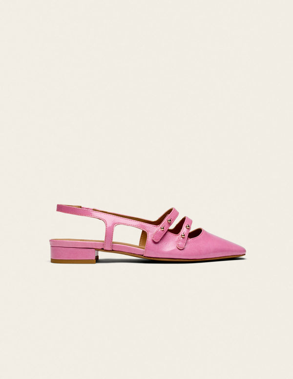 Ballerines Soli - Cuir Verni Plisse Rose - Femme