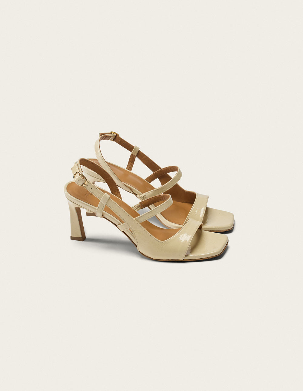 Sandales À Talons Casta - Cuir Plissé Écru - Femme