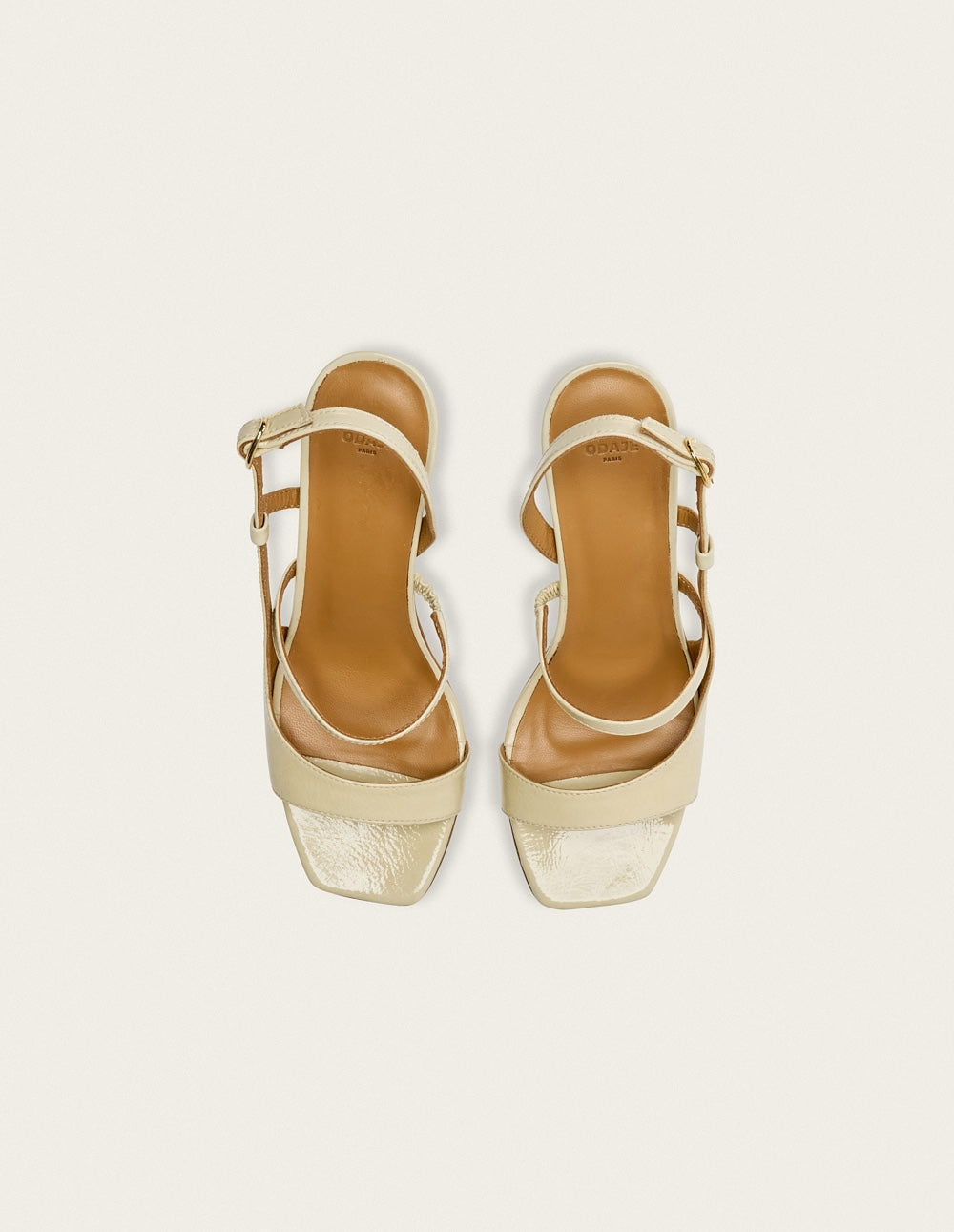 Sandales À Talons Casta - Cuir Plissé Écru - Femme