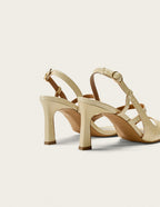 Sandales À Talons Casta - Cuir Plissé Écru - Femme