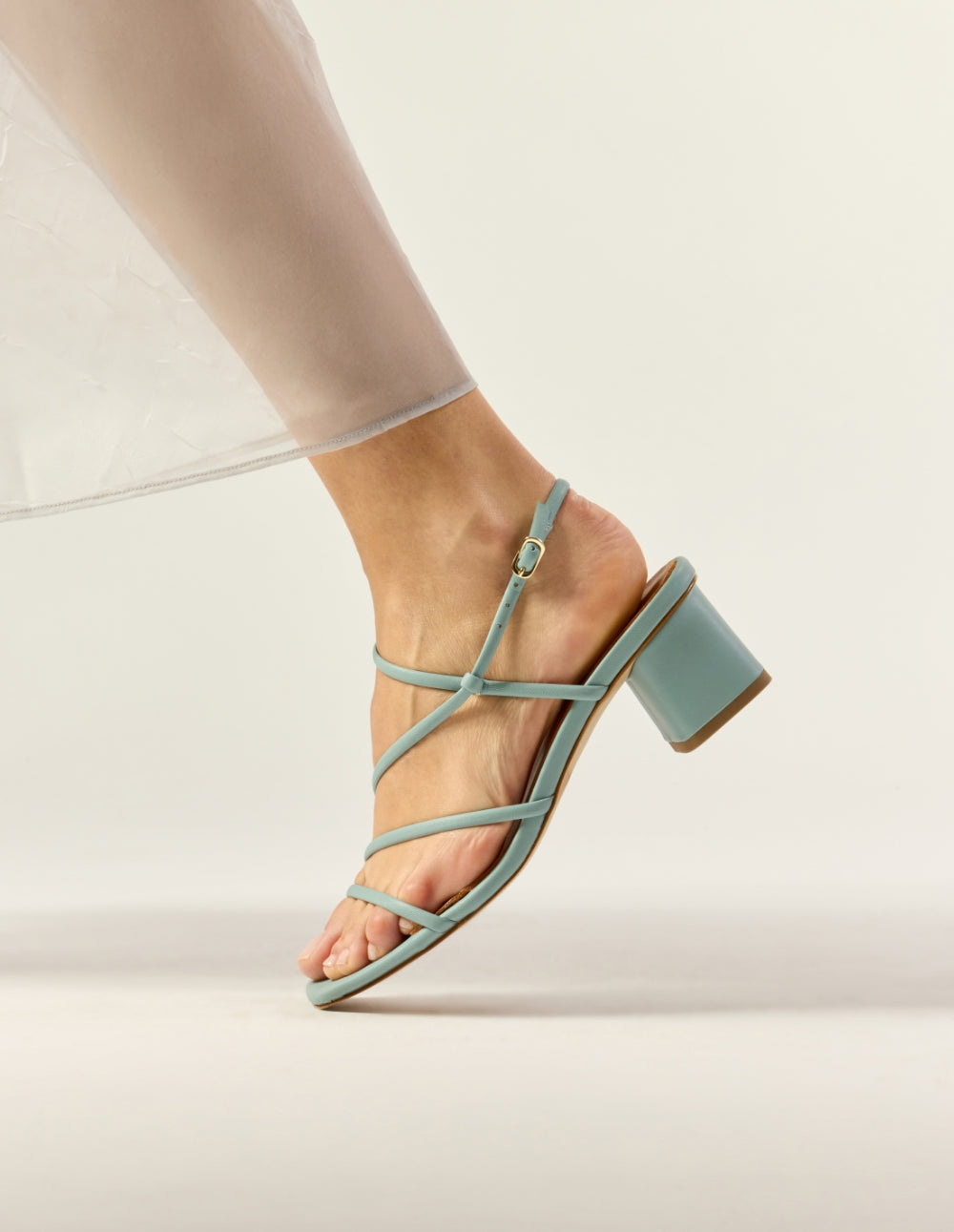 Sandales À Talons Cola - Cuir Ciel - Femme