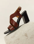 Sandalias Tacón Dasun - Piel Caoba - Mujer