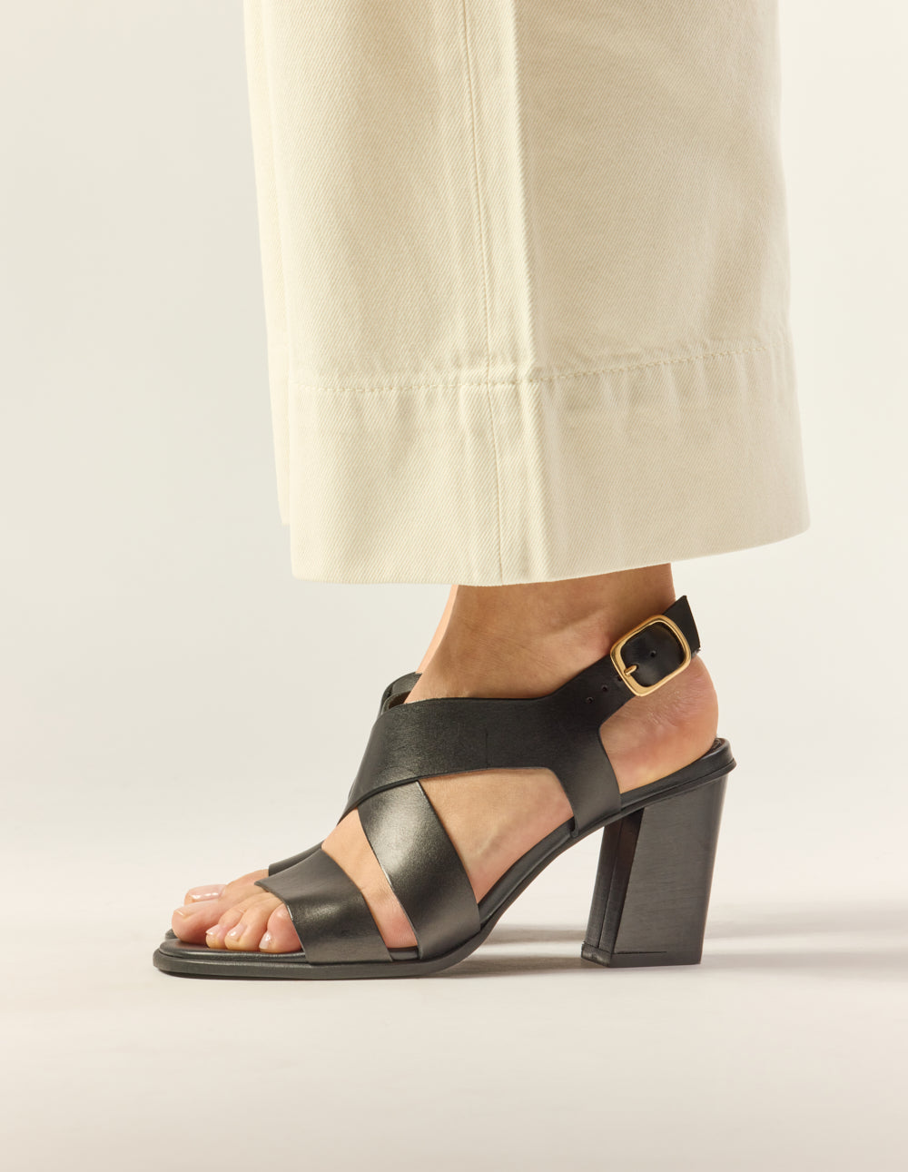 Dasun Heeled Sandals - Black Leather