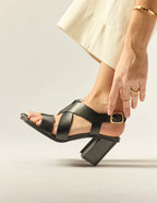 Dasun Heeled Sandals - Black Leather
