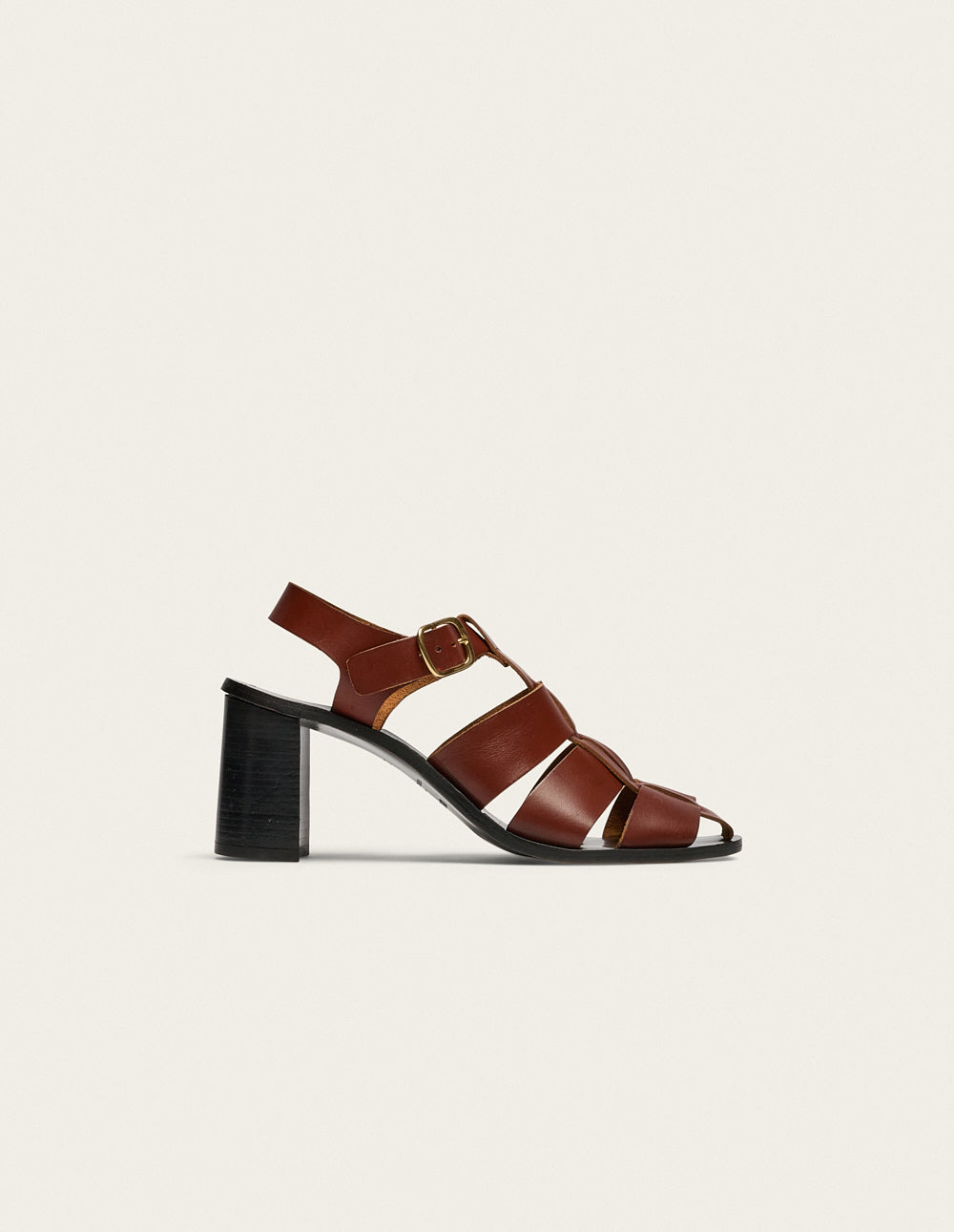 Sandalias Tacón Flango - Piel Caoba - Mujer