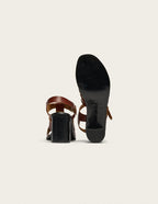 Sandalias Tacón Flango - Piel Caoba - Mujer