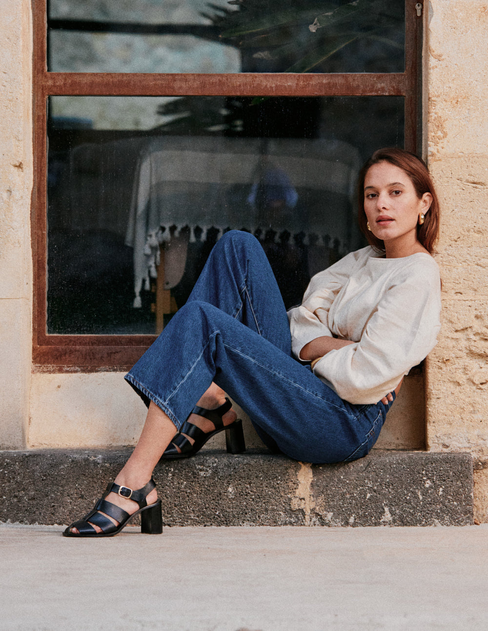 Flango Heeled Sandals - Black Leather - Women