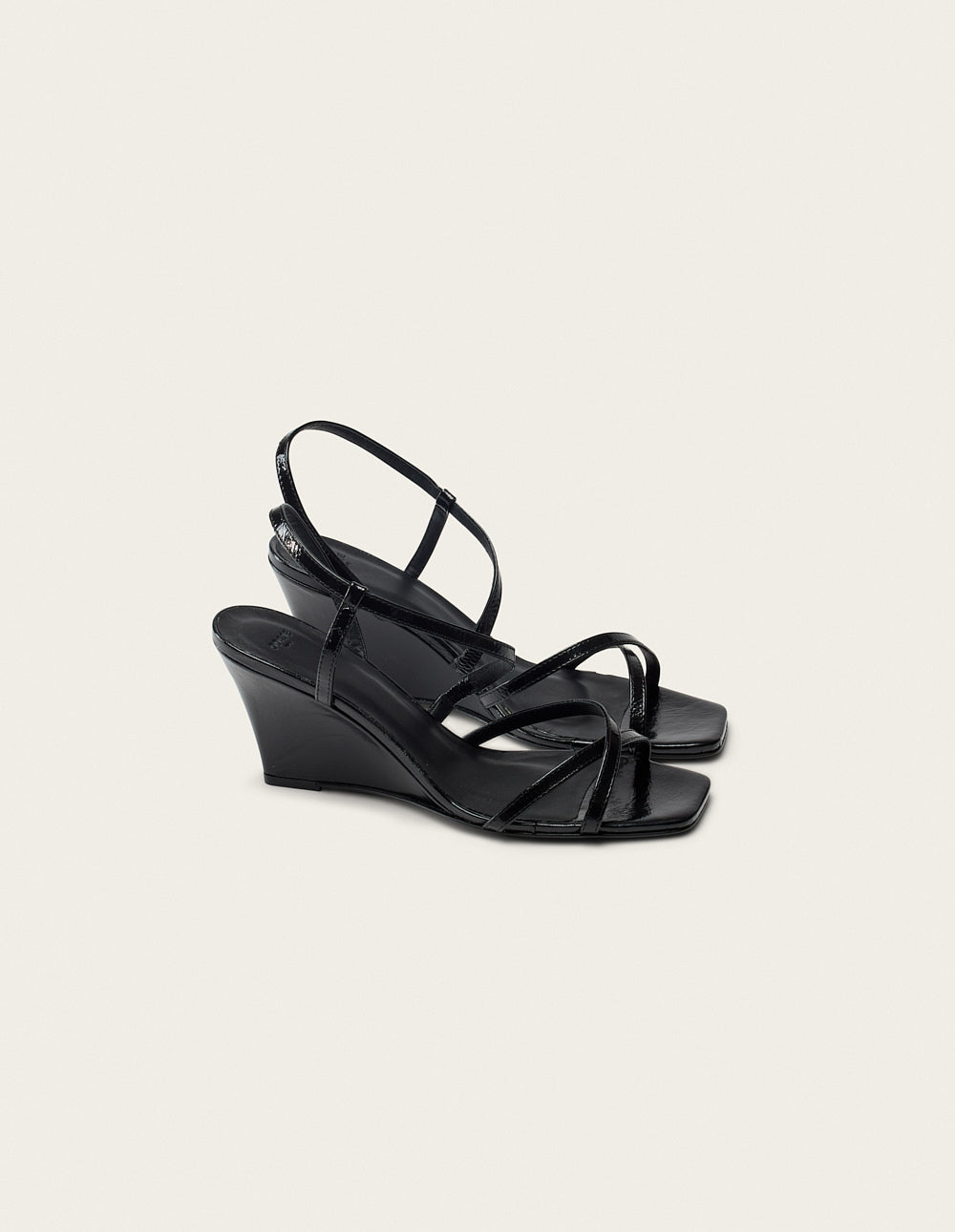 Sandales À Talons Hono - Cuir Plissé Noir - Femme