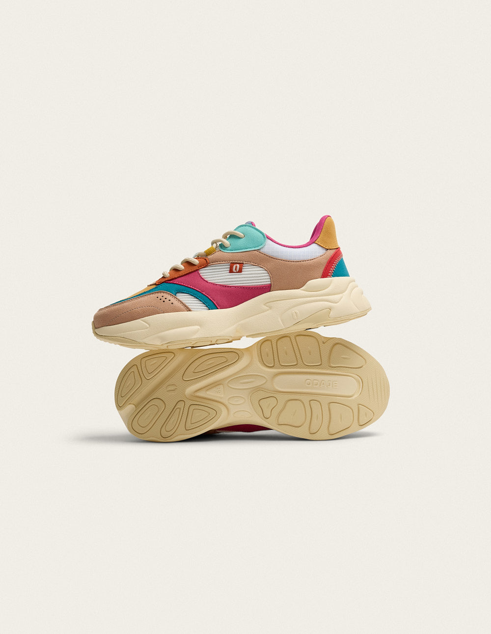 Nathanaelle Low Sneakers - Salmon Turquoise Mustard