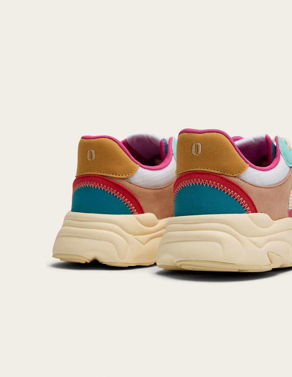 Nathanaelle Low Sneakers - Salmon Turquoise Mustard