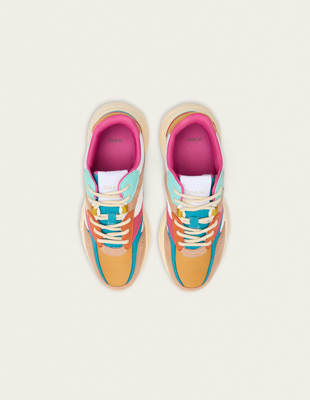 Nathanaelle Low Sneakers - Salmon Turquoise Mustard