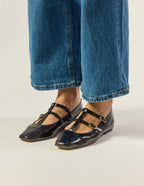 Ballerines Sira - Cuir Plissé Noir - Femme