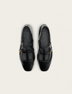 Ballerines Sira - Cuir Plissé Noir - Femme