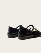 Ballerines Sira - Cuir Plissé Noir - Femme
