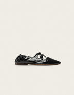 Tula Ballerina Flats - Black Pleated Leather