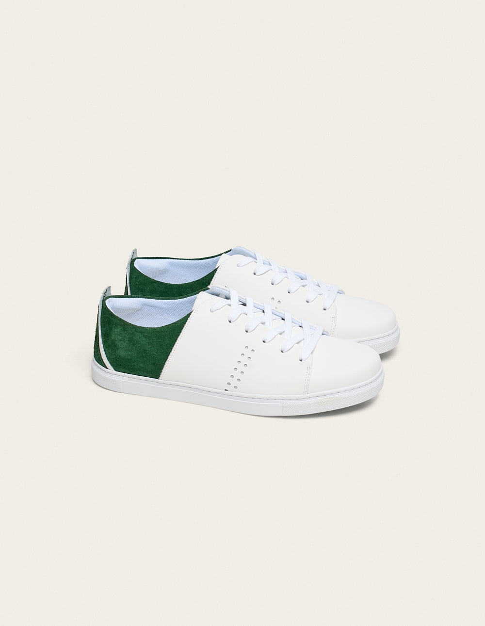 Baskets Basses René - Blanc Et Vert - Homme
