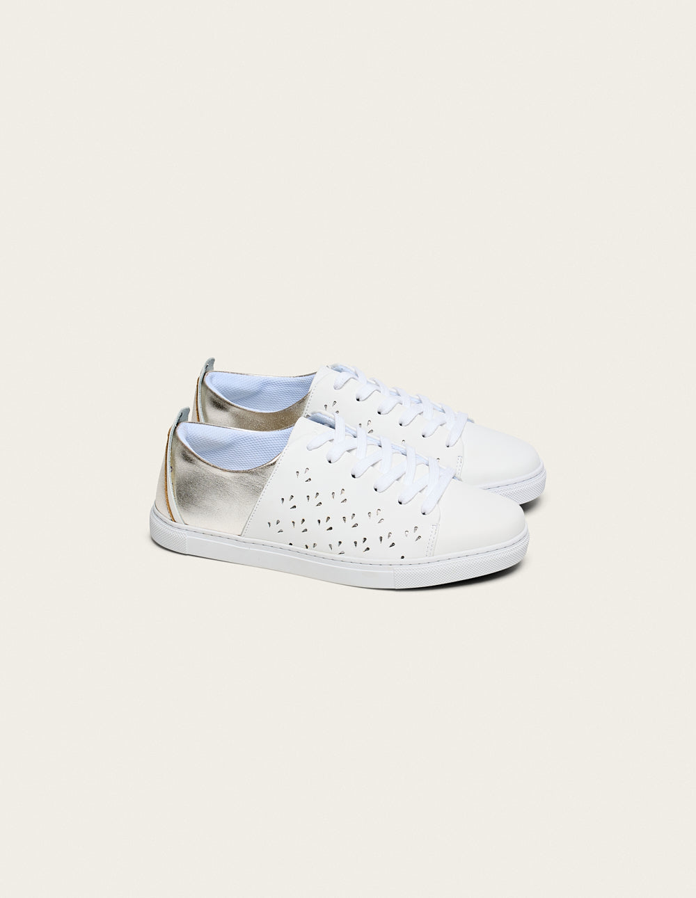 Zapatillas bajas Renée caladas - Blanco y plateado