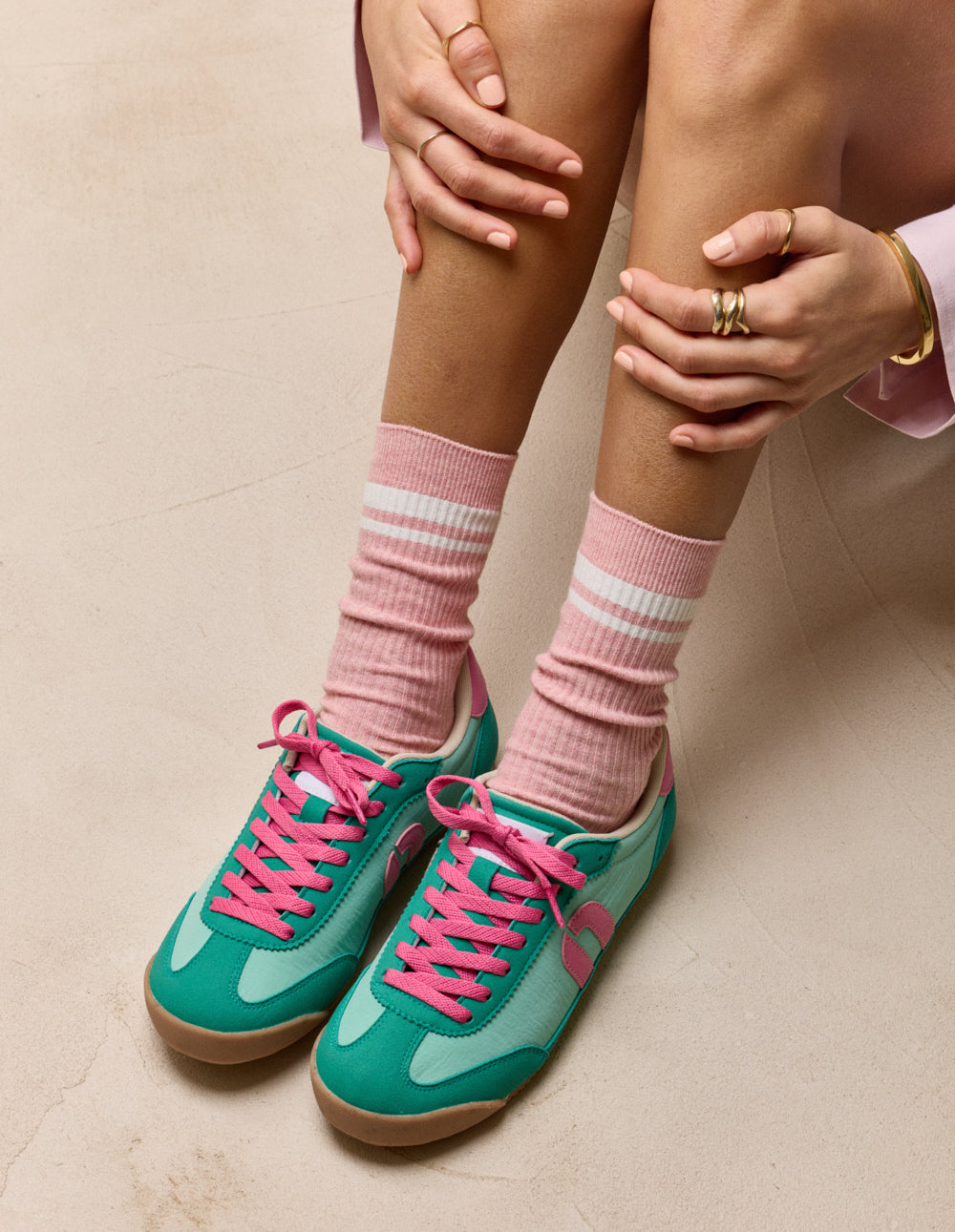 Baskets Basses Riya - Vert Rose - Femme