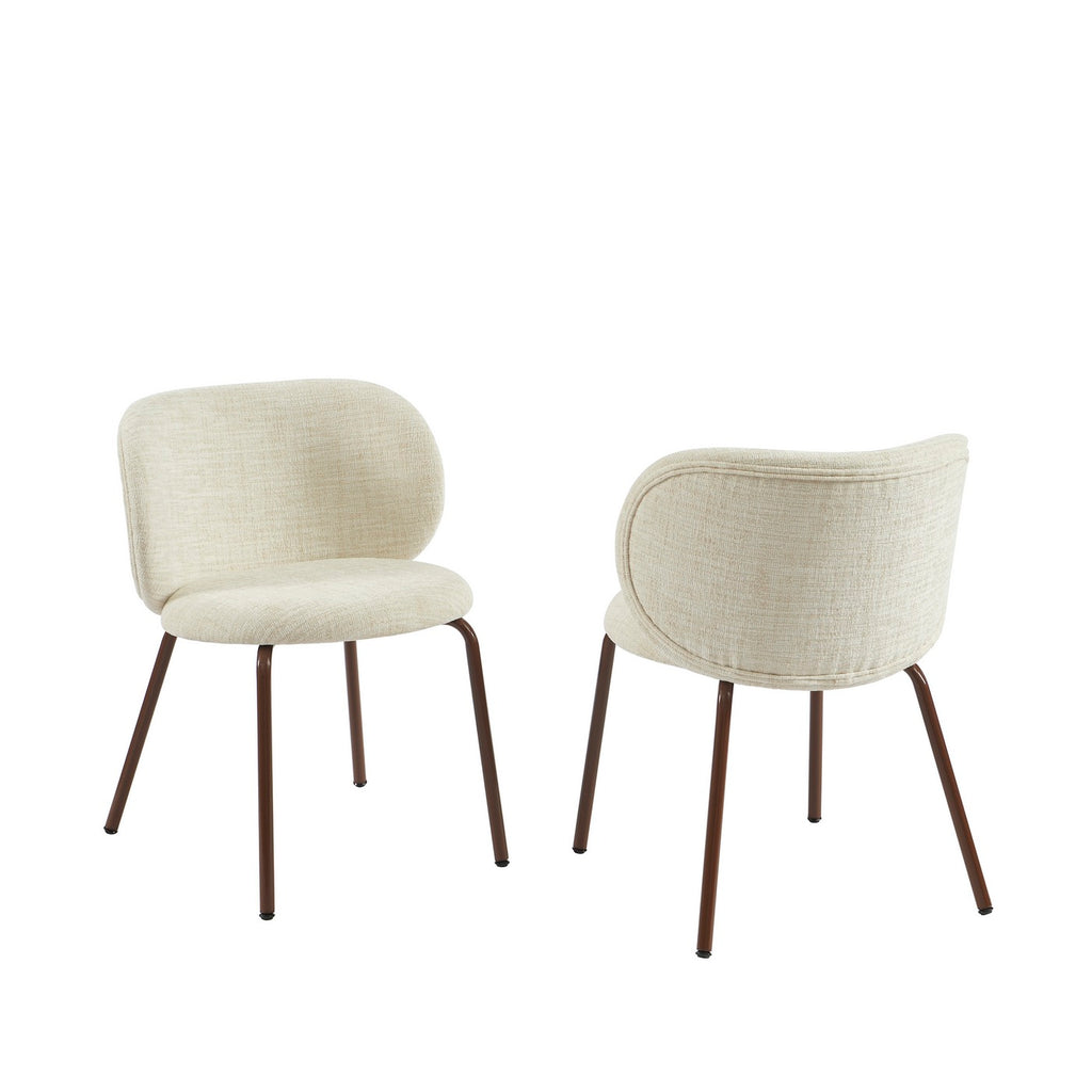 Serena - Lot De 2 Chaises - Tissu Chenille - Écru