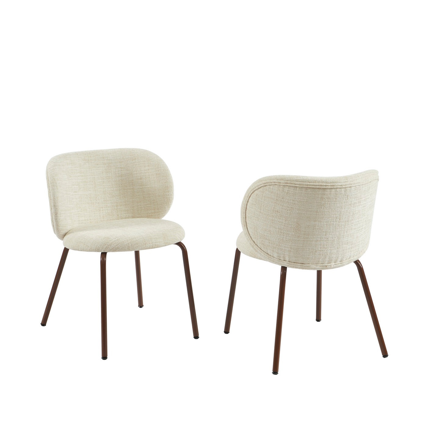 Serena - Lot De 2 Chaises - Tissu Chenille - Écru