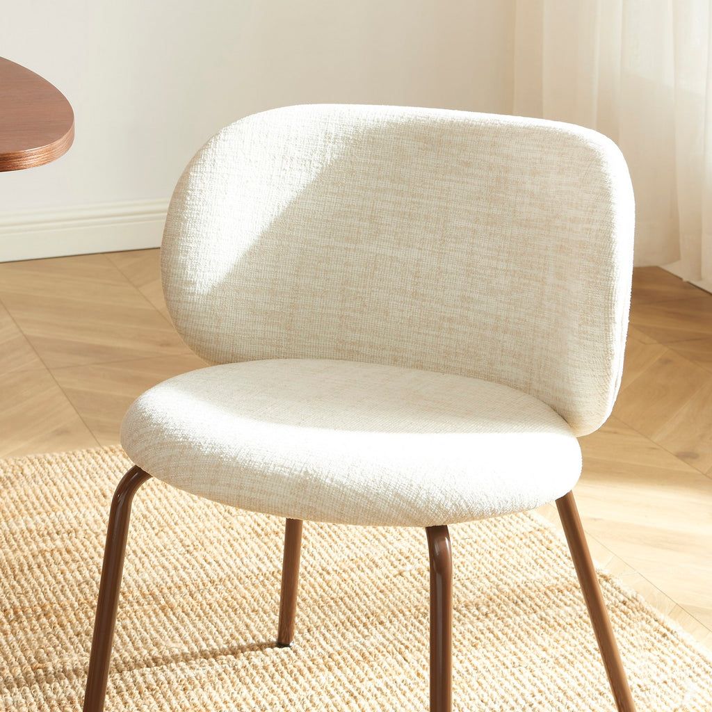 Serena - Lot De 2 Chaises - Tissu Chenille - Écru