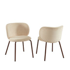Serena - Lot De 2 Chaises - Tissu Jacquard Léopard - Écru