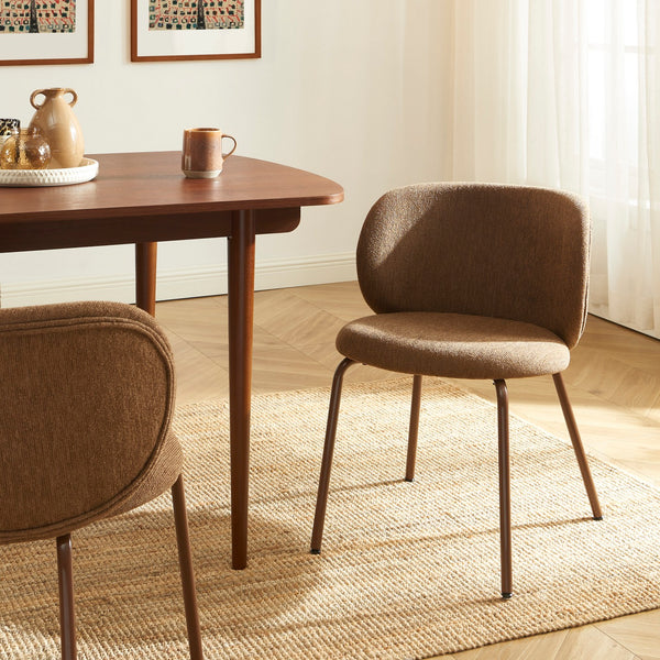 Serena - Lot De 2 Chaises - Tissu Chenille - Marron