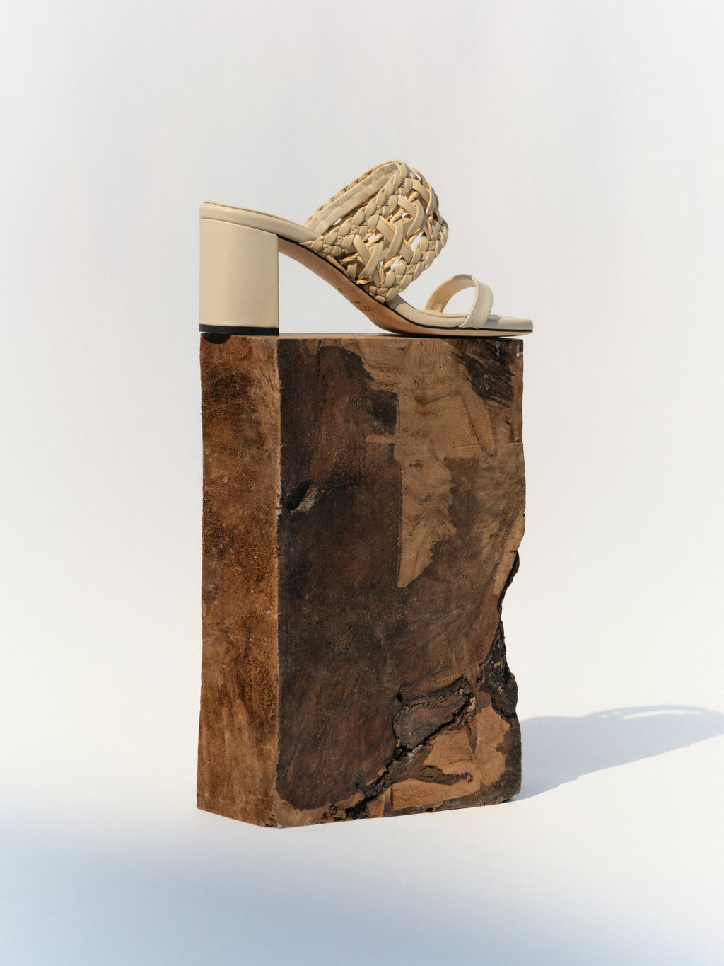 Almeria Nude Block Mid-Heel Strap Sandal