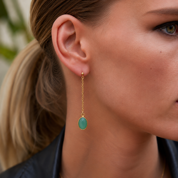 Long Set Earrings Small Aventurine Model