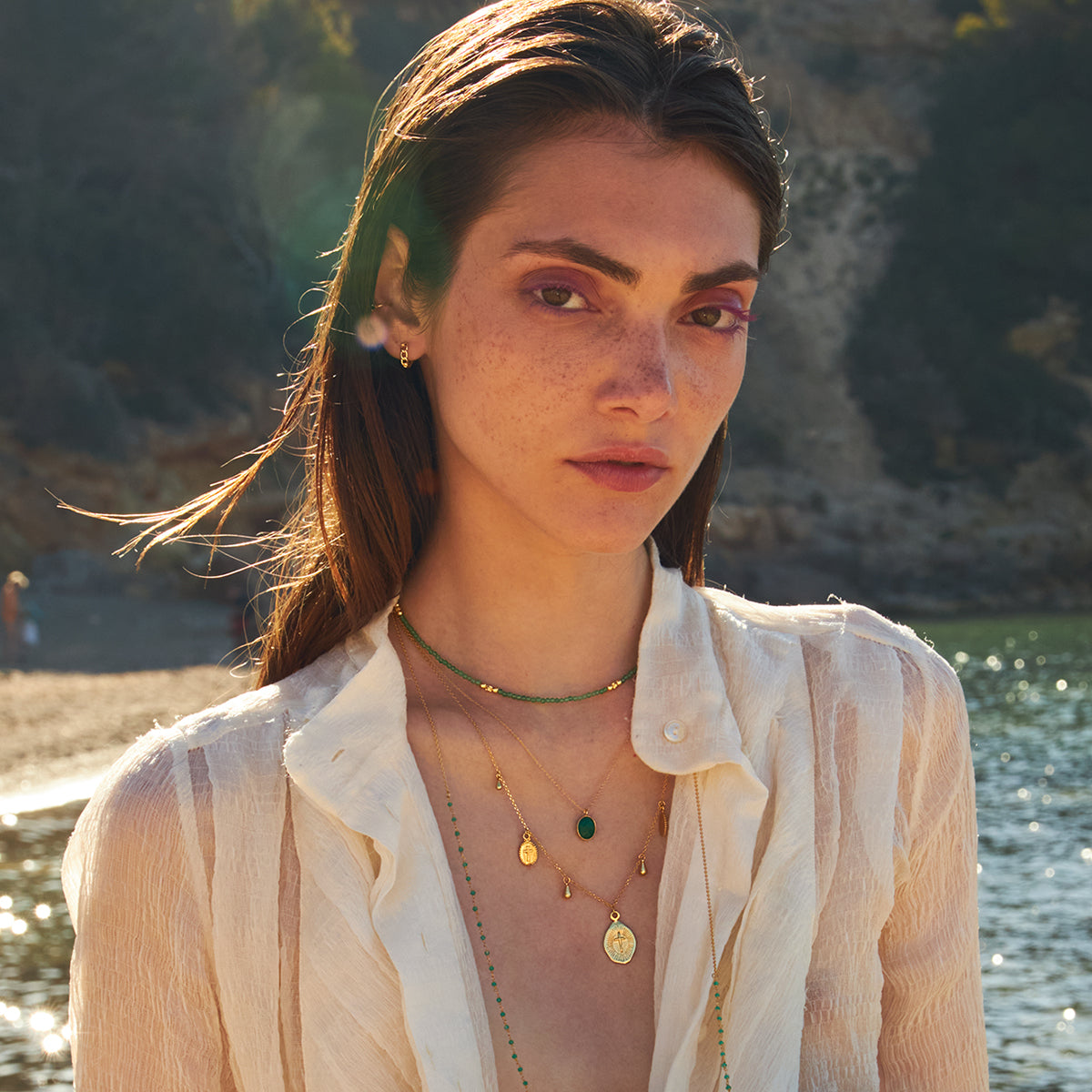 Collier Serti Petit Modele Onyx Rose