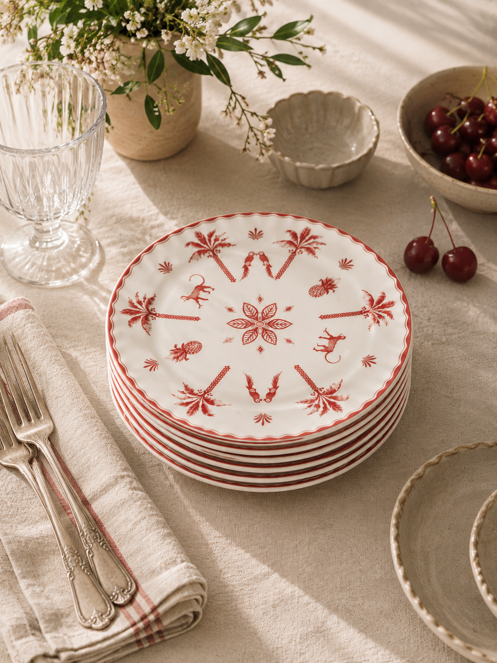 Exotic Vibes - Set De 6 Assiettes À Dessert - Porcelaine - Multicolore