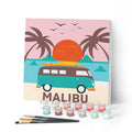 Mini pintura por números 20x20cm con marco Playa de Malibú