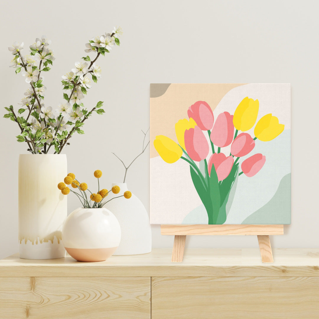 Mini Paint By Numbers 20X20Cm With Frame Tulip Bouquet
