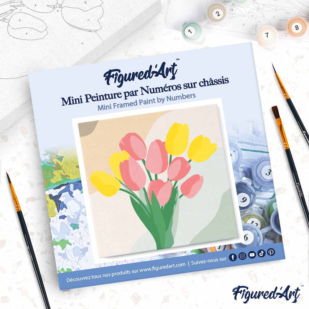 Mini Paint By Numbers 20X20Cm With Frame Tulip Bouquet
