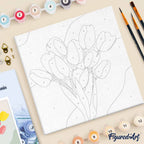 Mini Paint By Numbers 20X20Cm With Frame Tulip Bouquet