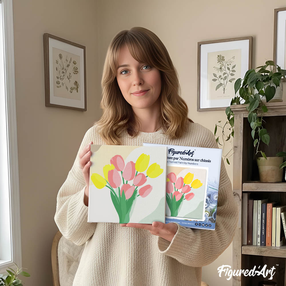 Mini Paint By Numbers 20X20Cm With Frame Tulip Bouquet