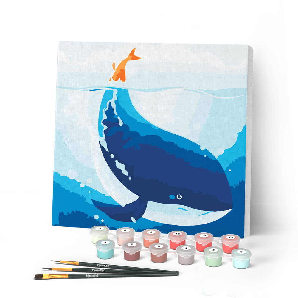 Mini Paint By Numbers 20X20Cm With Frame Blue Whale