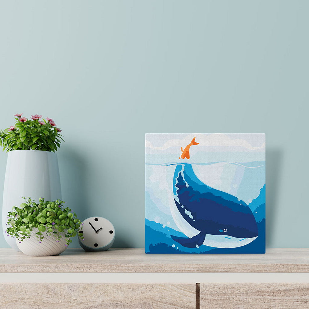 Mini Paint By Numbers 20X20Cm With Frame Blue Whale